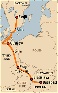 Map showing route